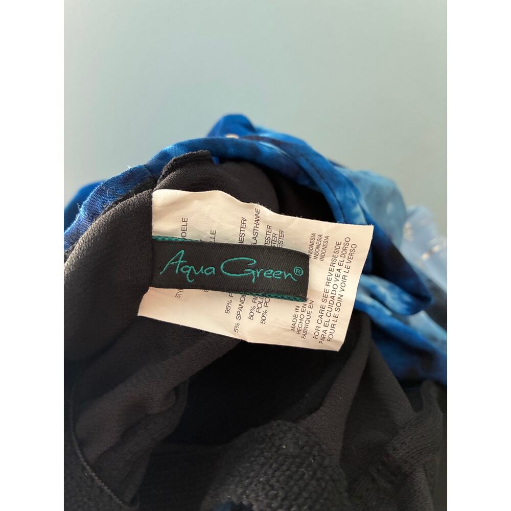 Aqua Green Blue Tie Dye Layered V-Neck Tankini Built In Shelf Bra Size L - Picture 11 of 11